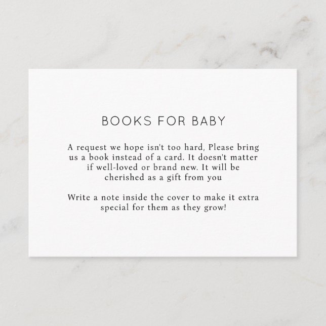Minimalist Chic Books for Baby Baby Shower Enclosure Card (Front)