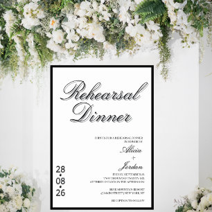 Minimalist Chic Calligraphy Rehearsal Dinner Invitation