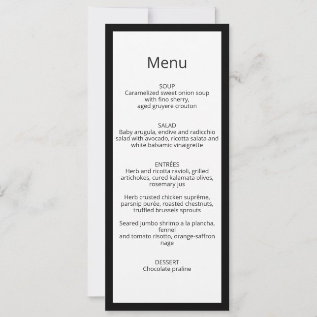 Minimalist Chic Calligraphy Wedding Menu Card (Front)