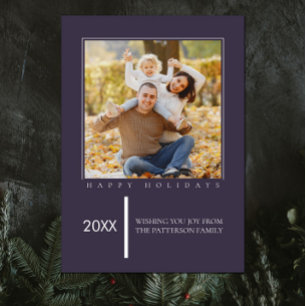 Minimalist Chic Christmas   Purple Photo Card