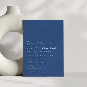 Minimalist Chic Classic Blue White Script Wedding Invitation