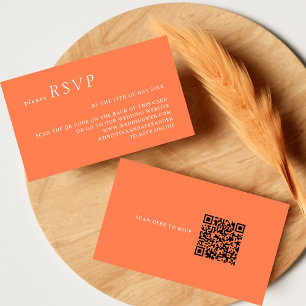 Minimalist Chic Coral & White QR Code Wedding RSVP Enclosure Card