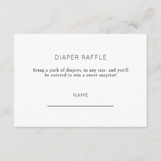 Minimalist Chic Diaper Raffle Baby Shower Enclosure Card