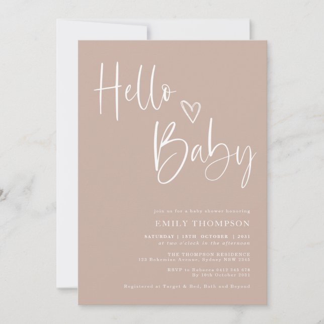 Minimalist Chic Dusty Blush Baby Shower Invitation (Front)