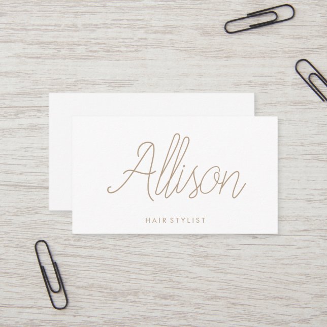 Minimalist Chic Elegant Calligraphy Script Business Card (Front/Back In Situ)