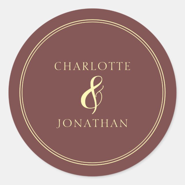 Minimalist Chic Elegant Calligraphy Script Wedding Classic Round Sticker (Front)