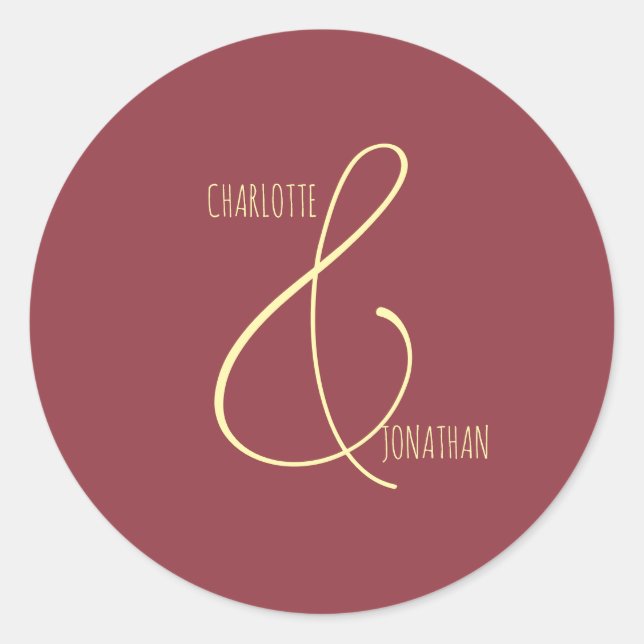 Minimalist Chic Elegant Calligraphy Script Wedding Classic Round Sticker (Front)