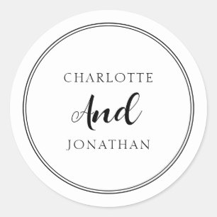 Minimalist Chic Elegant Calligraphy Script Wedding Classic Round Sticker