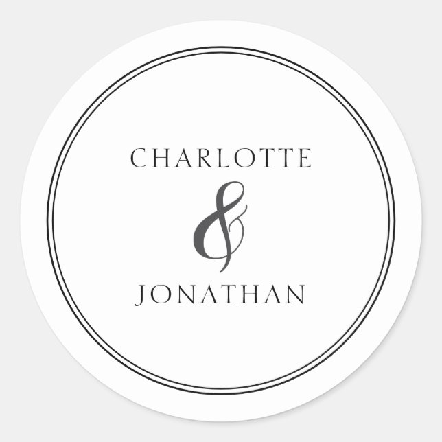Minimalist Chic Elegant Calligraphy Script Wedding Classic Round Sticker (Front)