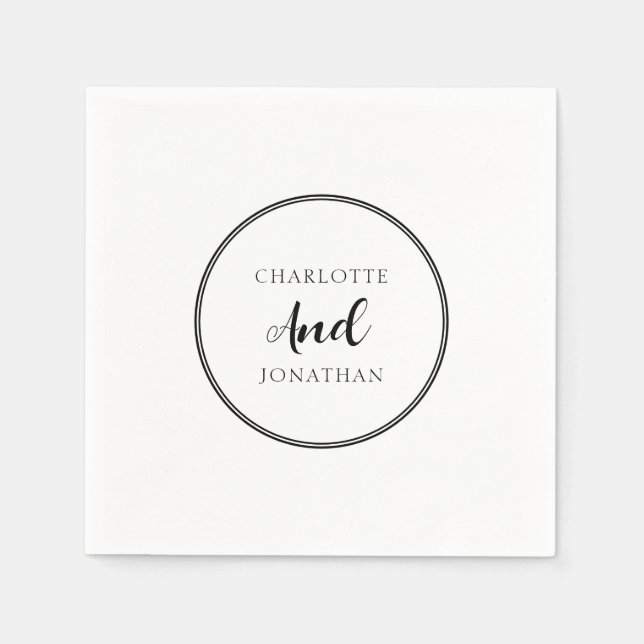 Minimalist Chic Elegant Calligraphy Script Wedding Napkin (Front)