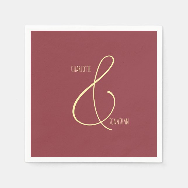 Minimalist Chic Elegant Calligraphy Script Wedding Napkin (Front)