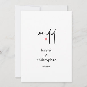 Minimalist Chic Elopement Wedding Celebration Invitation