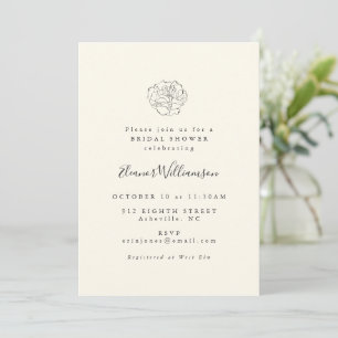 Minimalist Chic Floral Drawing Boho Bridal Shower Invitation