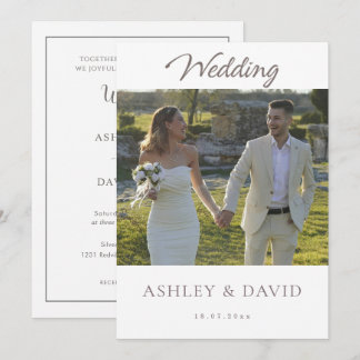 Minimalist Chic Front Photo Modern Script Wedding Invitation