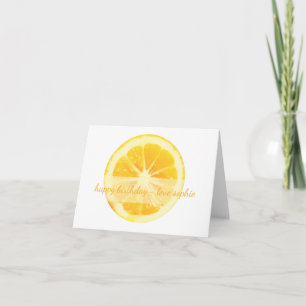 MINIMALIST CHIC FUN YELLOW LEMON FRUIT BIRTHDAY CARD
