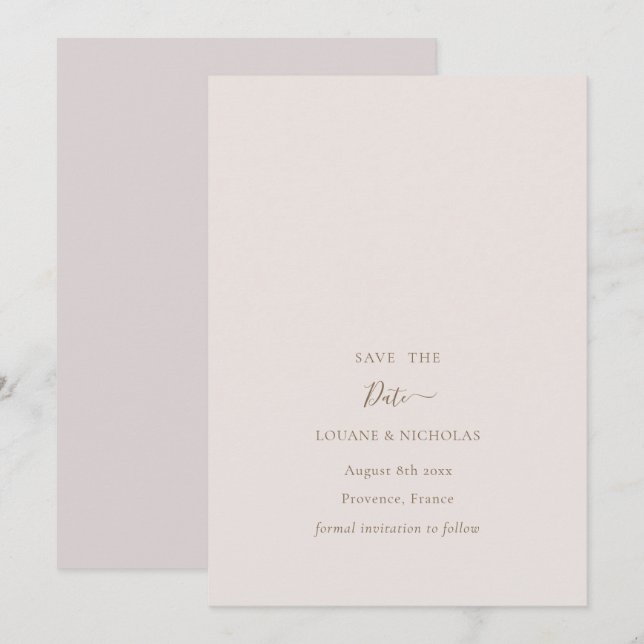 Minimalist Chic Gold Blush Save The Date Wedding Invitation (Front/Back)