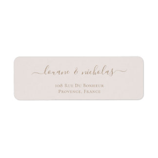 Minimalist Chic Gold Blush Wedding Return Address