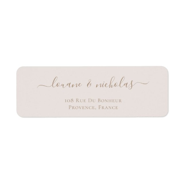 Minimalist Chic Gold Blush Wedding Return Address (Front)