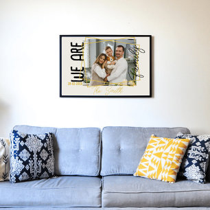 Minimalist Chic Gold Custom Family Photo Quote Poster