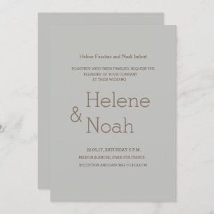 Minimalist chic gold grey modern simple wedding invitation