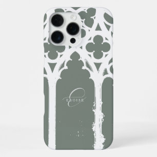 Minimalist Chic Gothic Arch Typography Sage Green iPhone 16 Pro Max Case