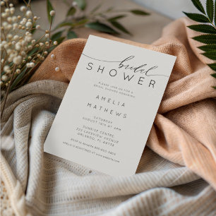 Minimalist Chic Grey Bridal Shower Invitation