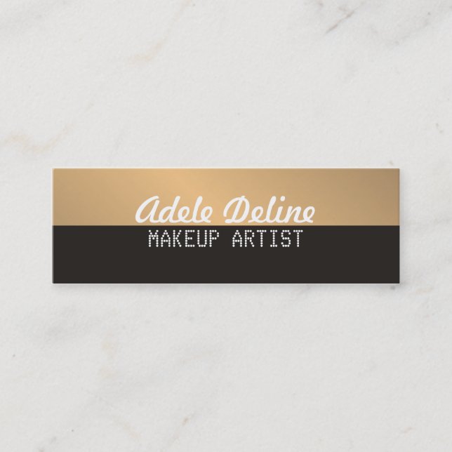 Minimalist Chic Grey Copper Makeup Artist Mini Business Card (Front)