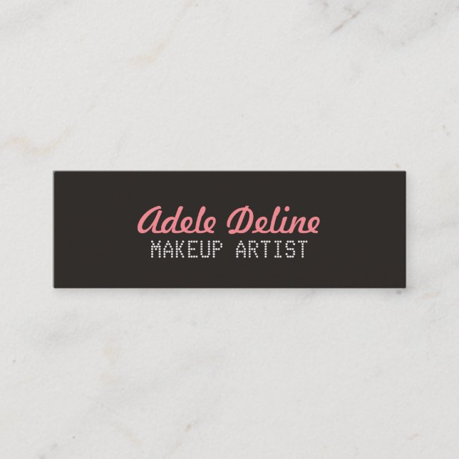 Minimalist Chic Grey Pink Makeup Artist Mini Business Card (Front)