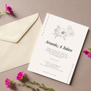 Minimalist Chic Hand Draw Wedding  Invitation
