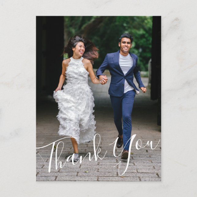 Minimalist Chic Hand Lettered Wedding 2 Photo Postcard (Front)