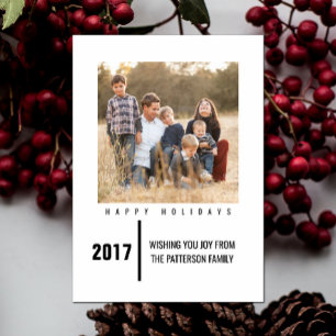 Minimalist Chic Holiday Photo Card   Black