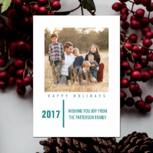 Minimalist Chic Holiday Photo Card   Teal