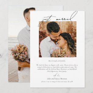 Minimalist Chic Just Married Wedding Invitation