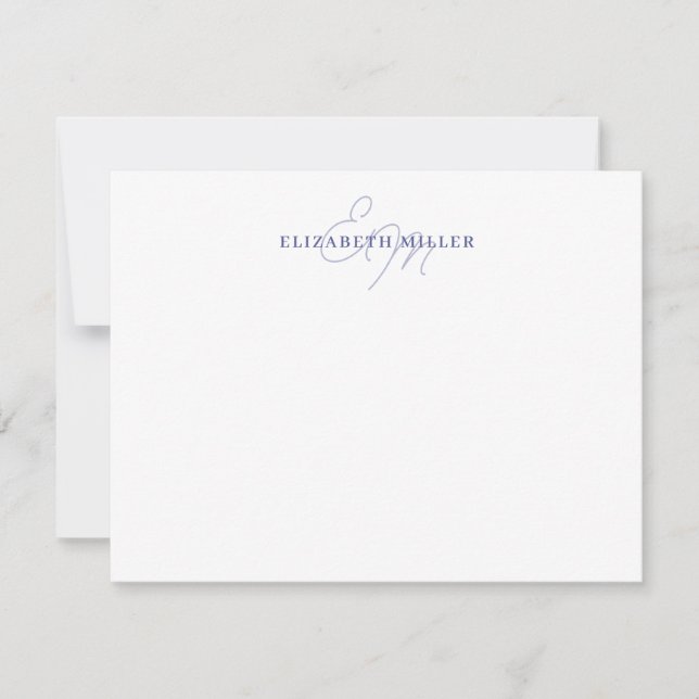 Minimalist Chic Lilac Violet 2 Script Monorgram Card (Front)