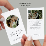 Minimalist chic MINI SIZE photo wedding thank you Card<br><div class="desc">Simple modern trendy caligraphy script stylish black and white budget affordable MINI SIZE wedding thank you card personalised with custom 2 photos, pre printed message, and signature on both sides. Please note that the colours of the text and background can be changed to match your wedding colour scheme. You can...</div>