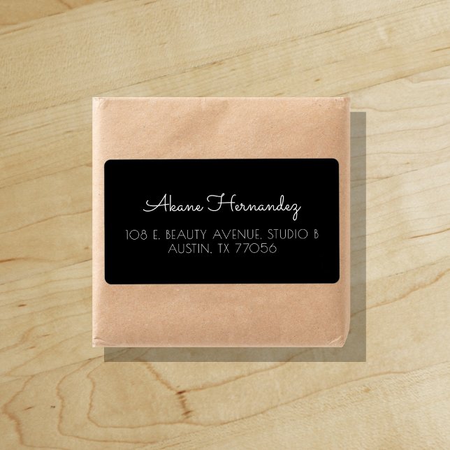 Minimalist Chic Modern Black Shipping Address ("Everyday is abundantly beautiful." 
Sincerely Best Wishes from Lucky Design World)