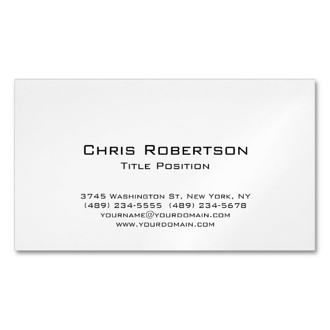 Minimalist Chic Modern Black White Charming Magnetic Business Card (Front)