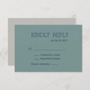 Minimalist chic modern blue green wedding rsvp invitation