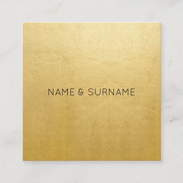 Minimalist Chic Modern Gold Square Business Card (Front)