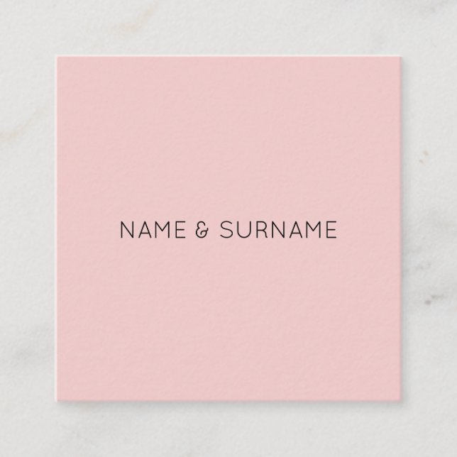 Minimalist Chic Modern Pink Square Business Card (Front)