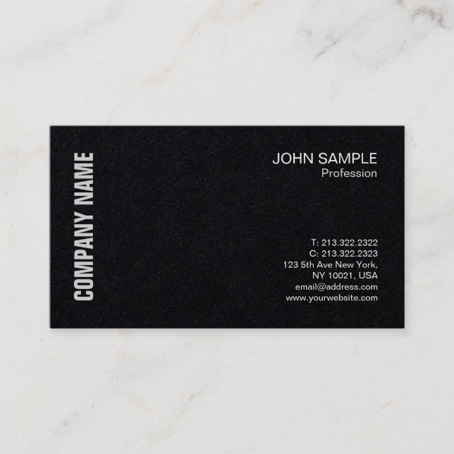 Minimalist Chic Modern Professional Design Black Business Card (Front)