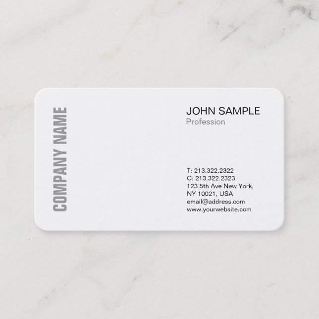 Minimalist Chic Modern Professional  Design White Business Card (Front)