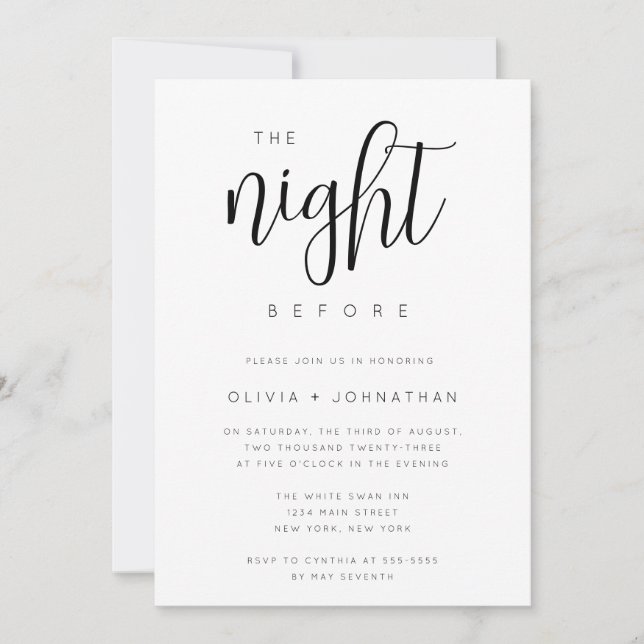 Minimalist Chic Modern Rehearsal Dinner Invitation (Front)