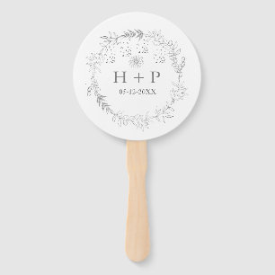 Minimalist Chic Monogram Formal Wedding Cocktail Hand Fan