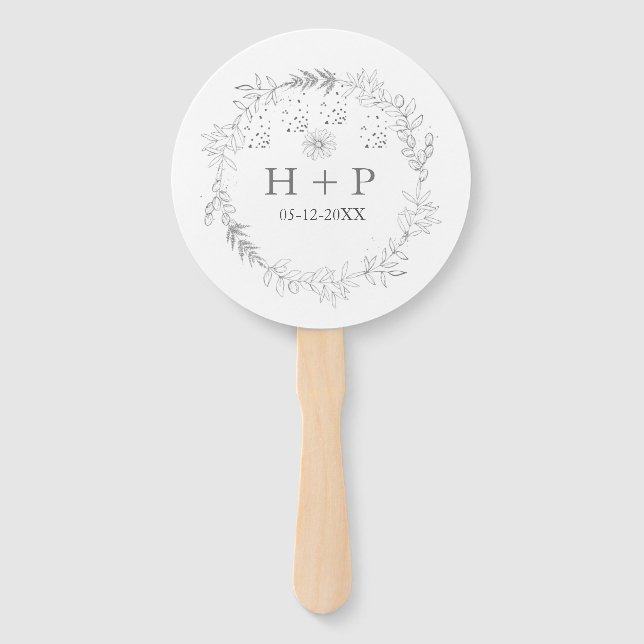 Minimalist Chic Monogram Formal Wedding Cocktail   Hand Fan (Front)