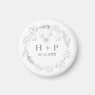 Minimalist Chic Monogram Formal Wedding Cocktail Magnet