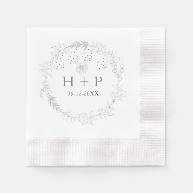 Minimalist Chic Monogram Formal Wedding Cocktail N Napkin (Front)