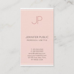 Minimalist Chic Monogram Trendy Blush Pink Luxury Business Card