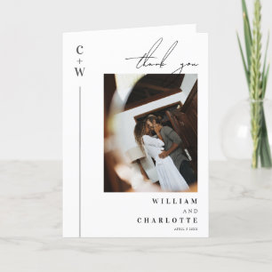 Minimalist & Chic Monogram Wedding Thank You Card