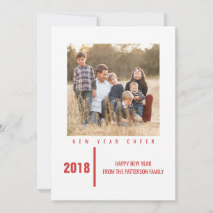 Minimalist Chic New Year's Photo Card   Red